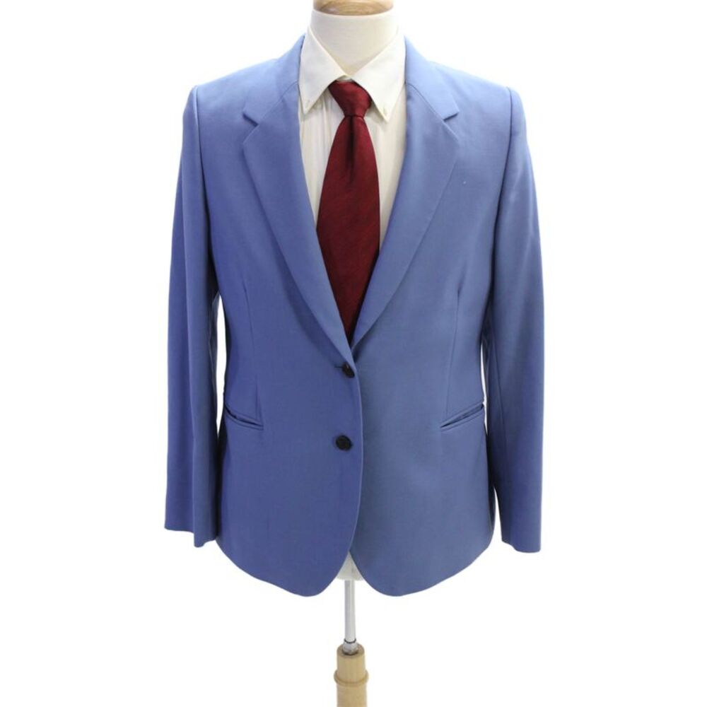 Paul Smith Mens Wool Collared Long Sleeve Button Up Suit Jacket Blue Size 48/58